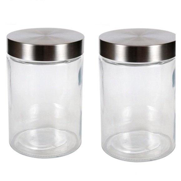 3piece set-2 tall glass‎ jars & chalkboard label pantry storage craft organizers - Picture 1 of 4